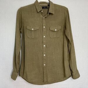Brave Soul Men's London Linen Blend Shirt Size‎ S Long Sleeve Classic Preppy